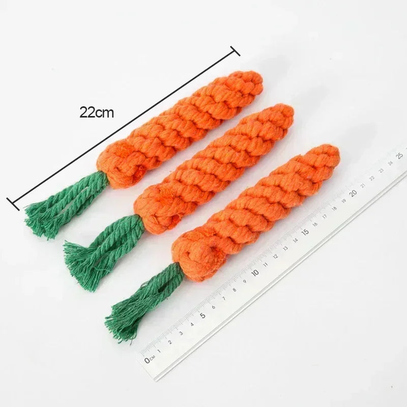 1pcs Carrot Dog Bite Rope Pet Dog Toys Cartoon Chew Toys Durable Braided Bite Resistant Puppy Molar Cleaning Teeth Cotton Rope